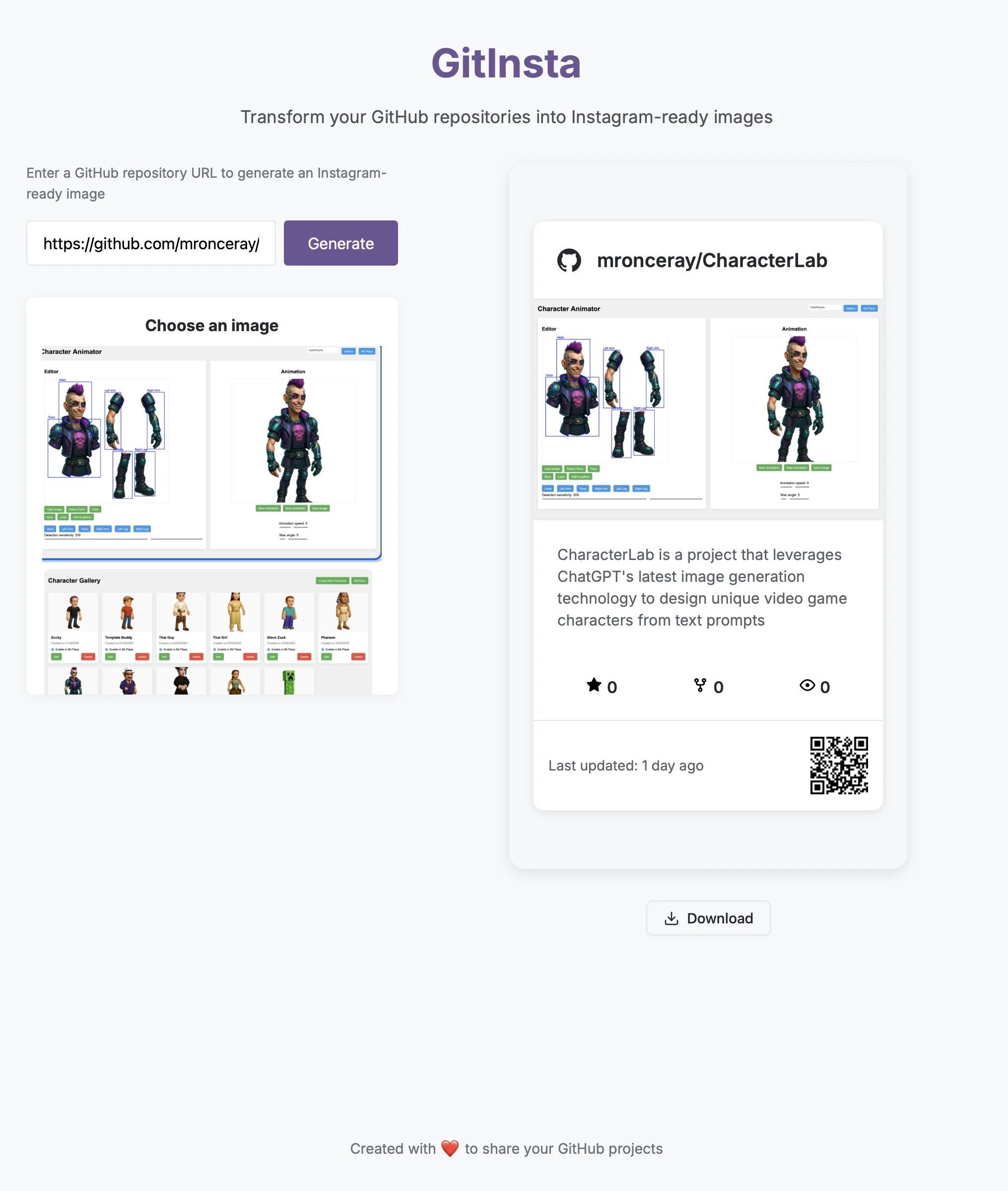 GitInsta – Repository Visualization for Social Media